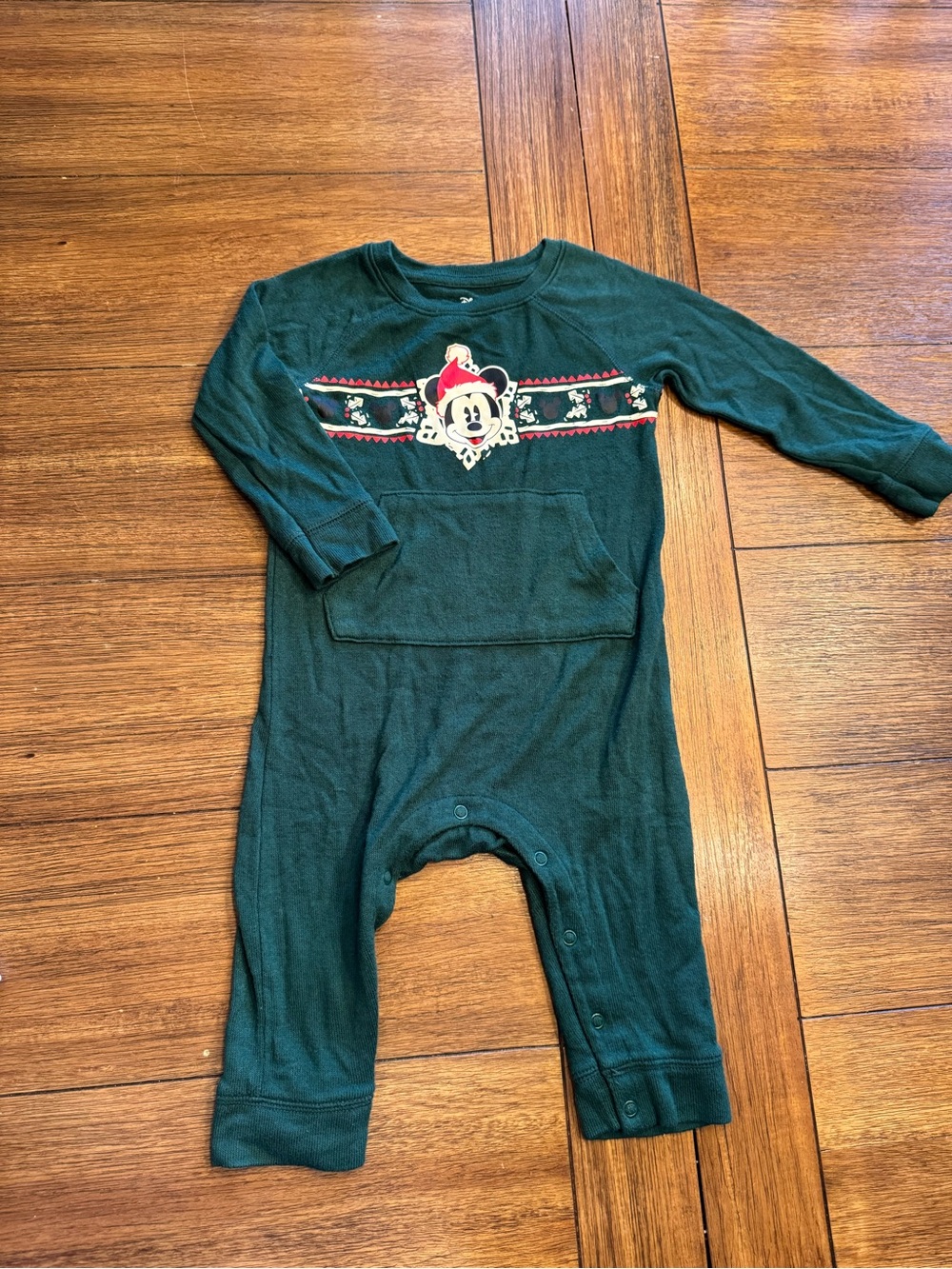 Disney Green Mickey Mouse Holiday One-Piece Sleep Romper